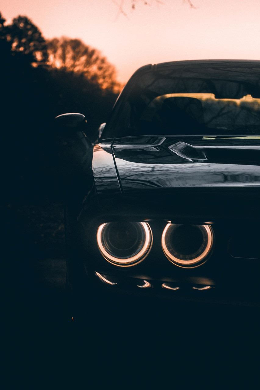 car, automotive, car wallpapers, vehicle, headlights, transportation, automobile, challenger, dodge challenger, black wallpaper, black